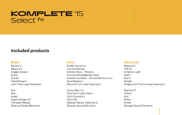 Native Instruments KOMPLETE 15 SELECT