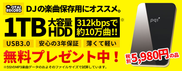 超大容量1TB HDD無料プレゼント！